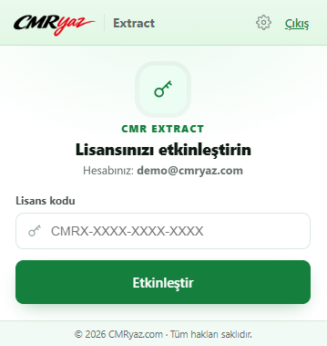 Lisansın etkinleştirilmesi