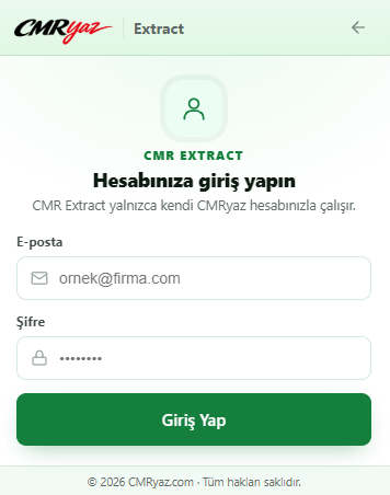 CMRyaz hesabınızla giriş